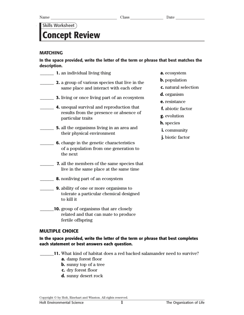 28 Skills Worksheet Concept Mapping Answers Holt Biology Notutahituq 