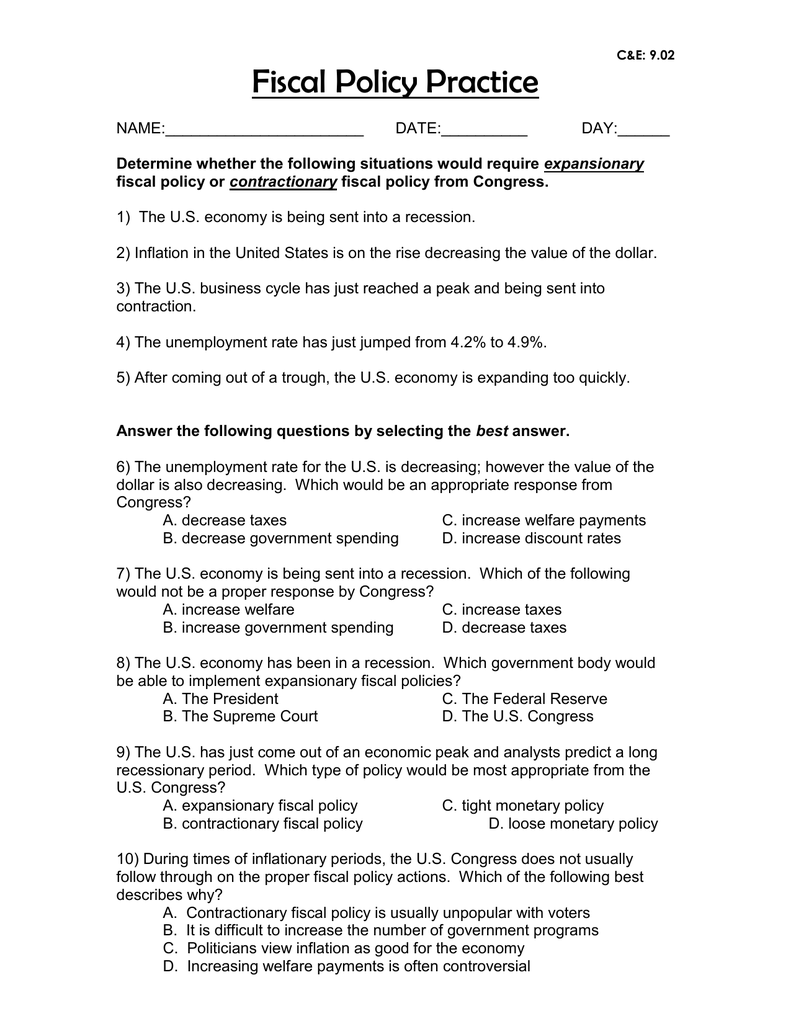 Business Cycle Worksheet Answers Worksheet List