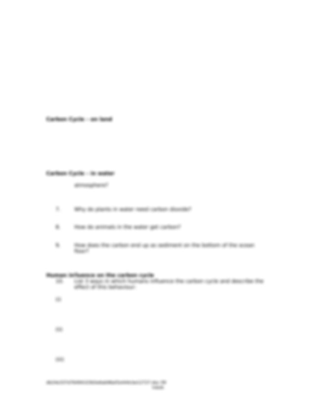 Carbon cycle worksheet doc Name Carbon Cycle Worksheet Reference