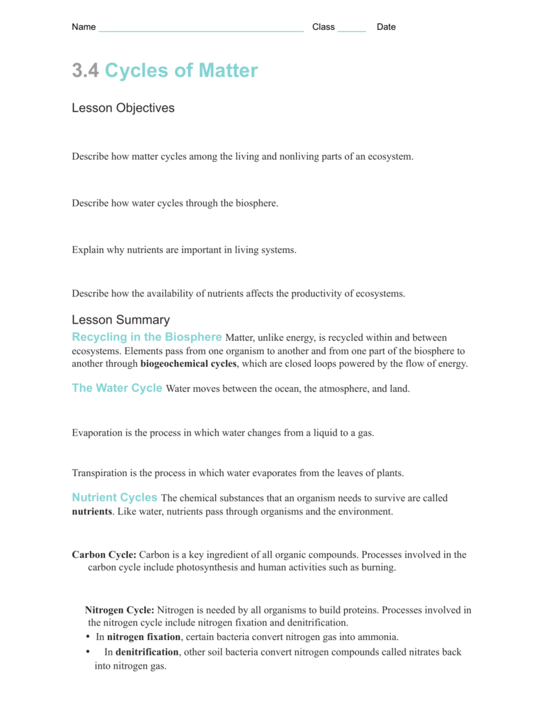 Chemistry A Study Of Matter 34 Answer Key Study Poster