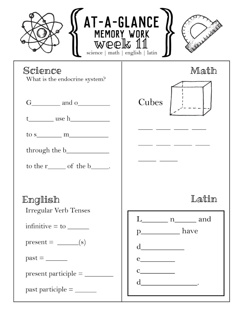 Cycle 3 At A Glance Memory Worksheets PDF Classical Conversations 