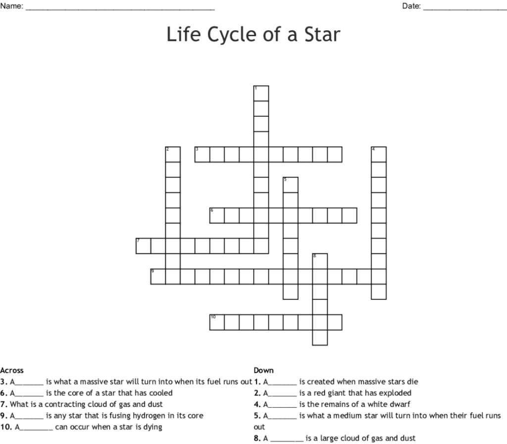Life Cycle Of A Star Worksheet Answer Key Db excel