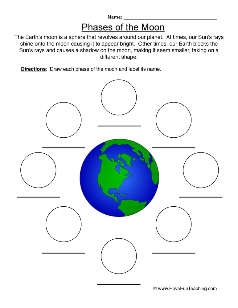 Moon Phases Worksheet