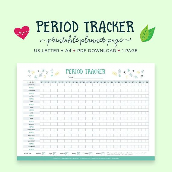 Period Tracker Printable DOWNLOAD AND USE INSTANTLY