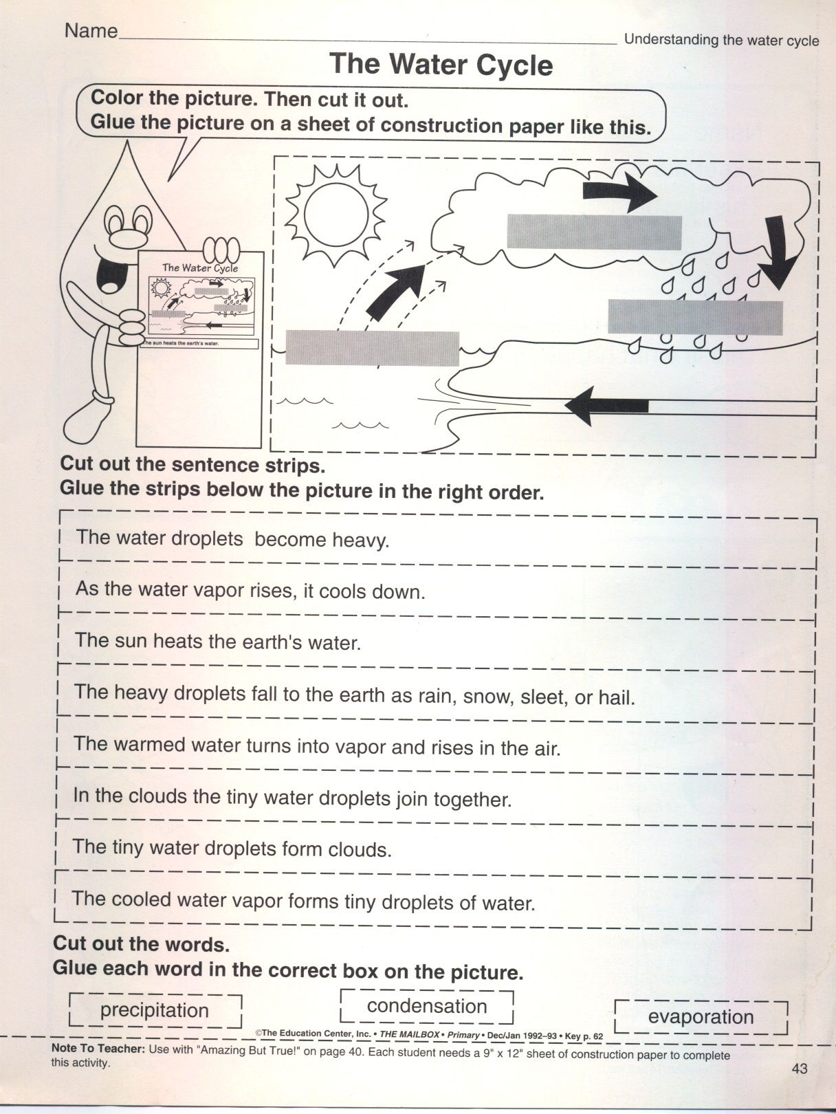 Put The Water Cycle In Correct Order Worksheet Dynamics Cards