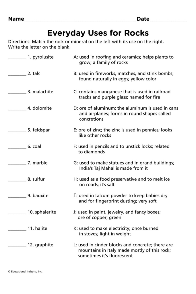 Rock Cycle Worksheet Middle School