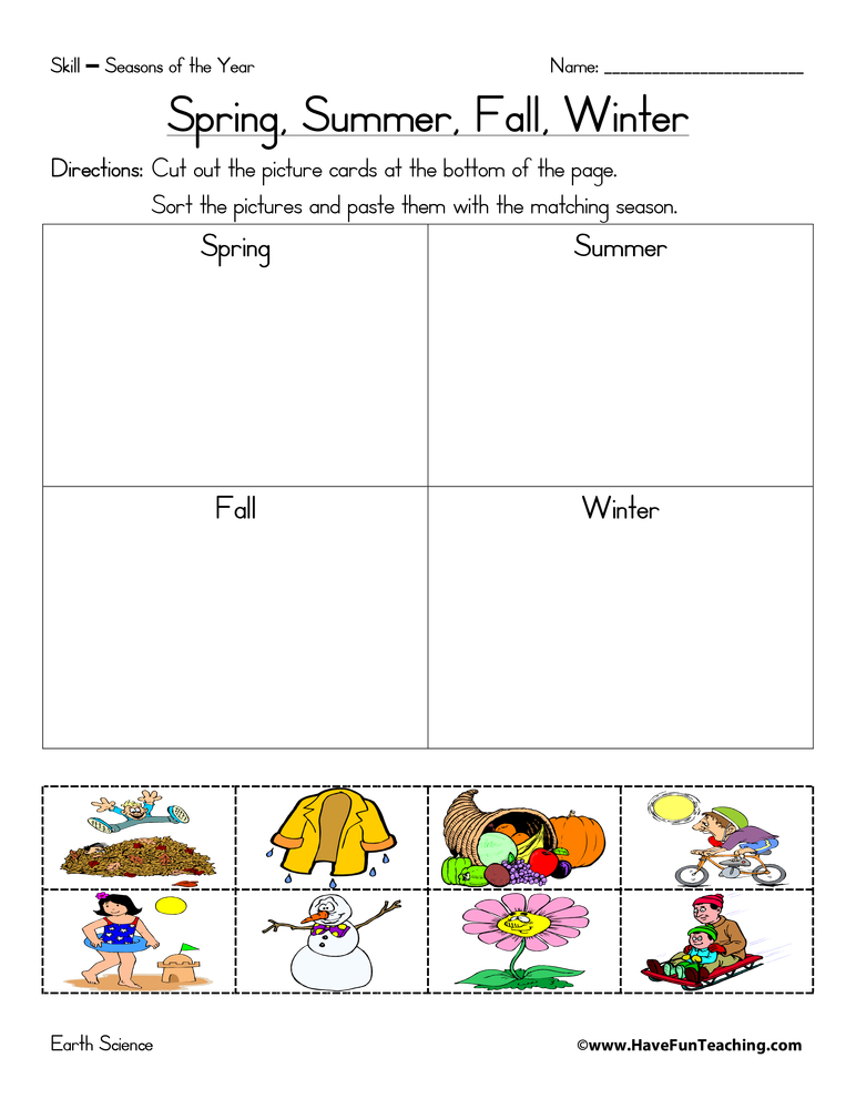 Science Seasons Worksheets Resources