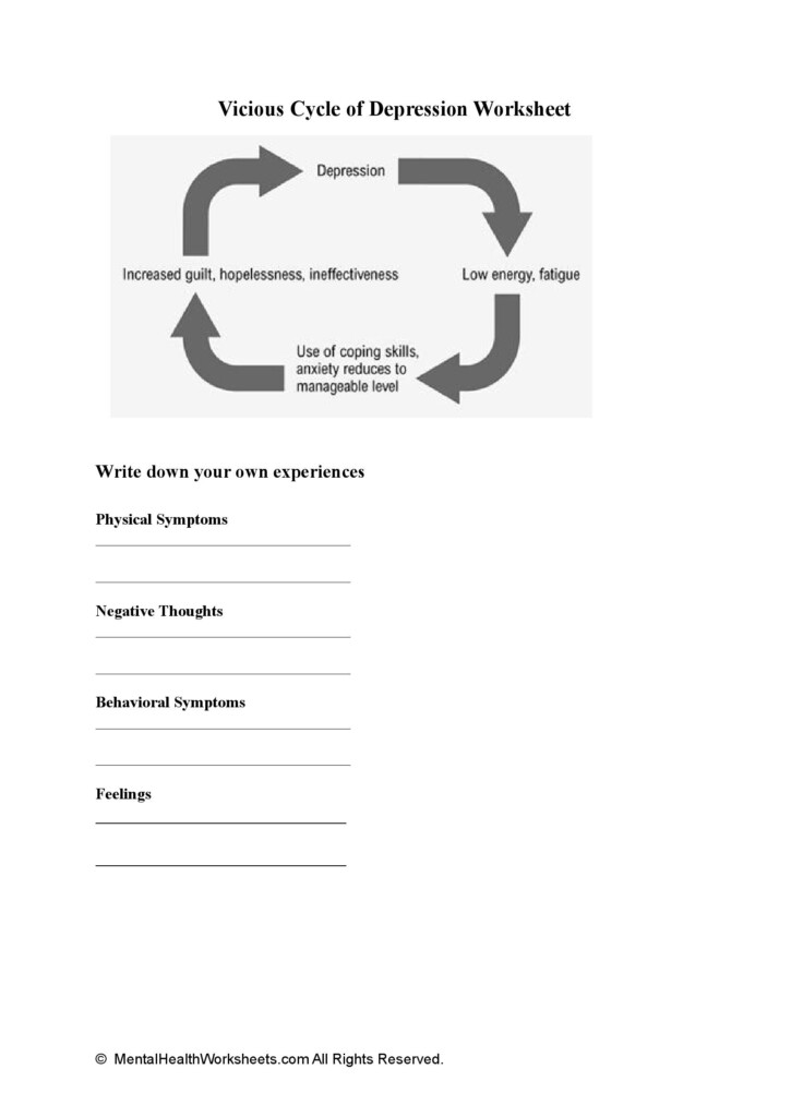 Vicious Cycle Of Depression Worksheet Mental Health Worksheets