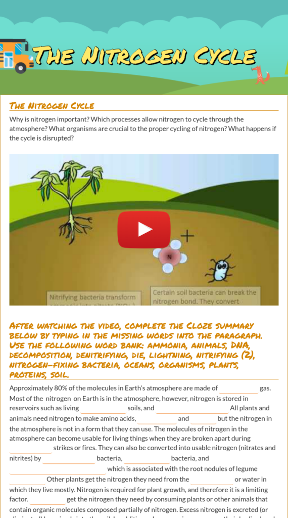 Wizer me Free Interactive Nitrogen Cycle Biology Cycles Blended 