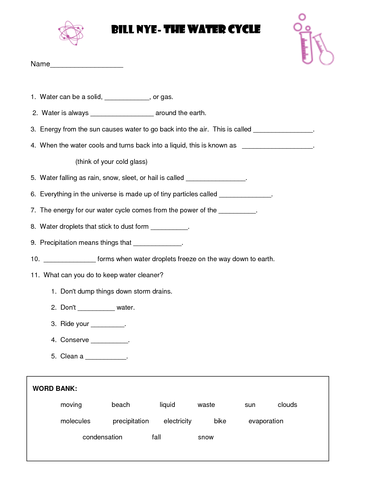 13 The Water Cycle Worksheet Answers Worksheeto