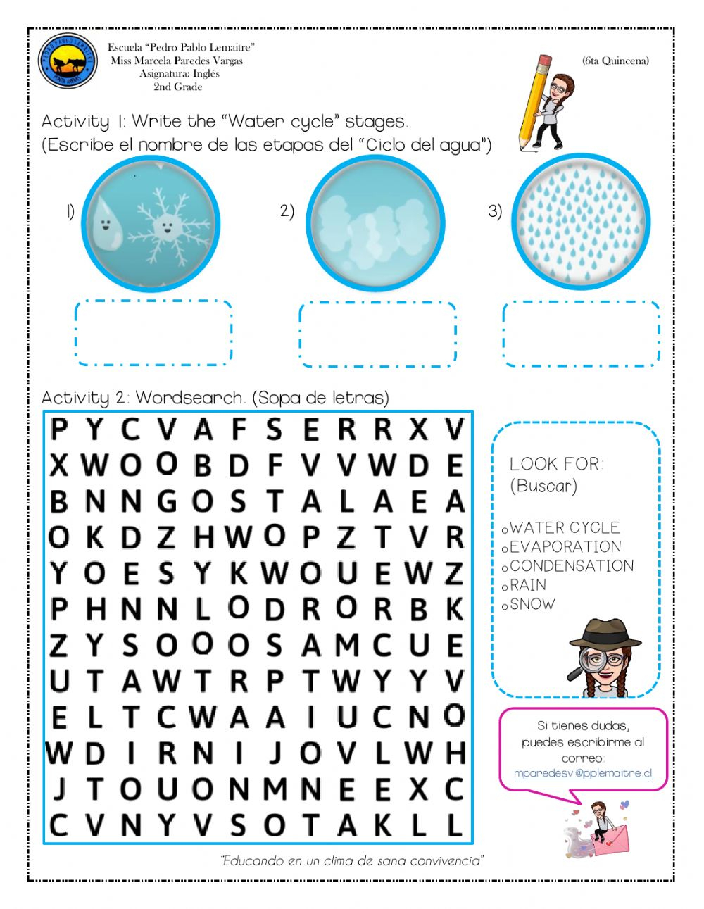 2nd Grade Water Cycle Worksheet