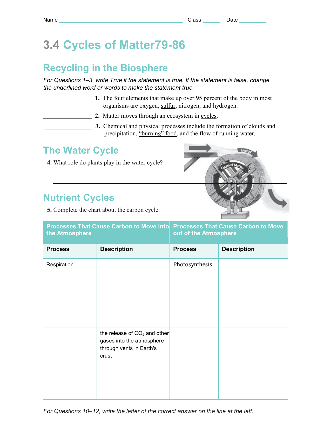 3 4 Cycles Of Matter Answer Key Islero Guide Answer For Assignment