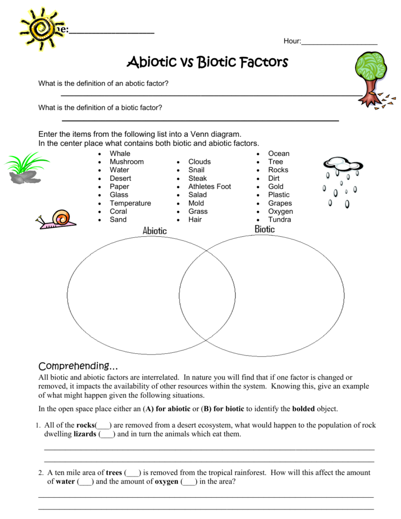 Abiotic Vs Biotic Factors Worksheet