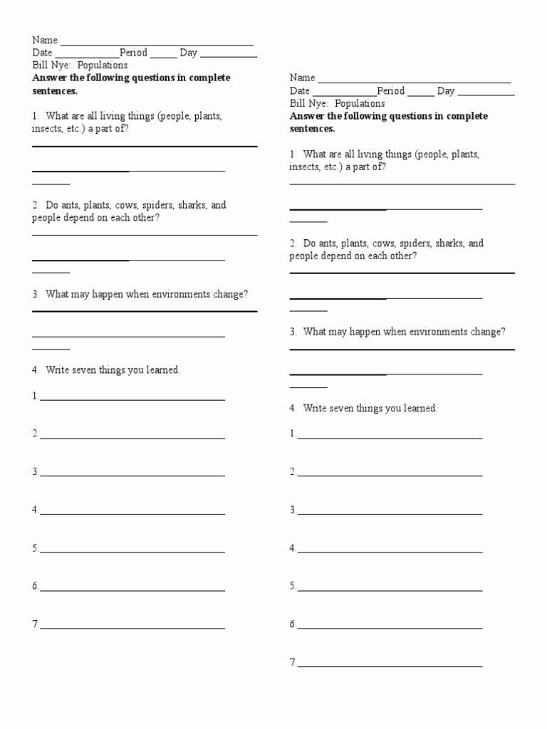 Bill Nye Life Cycles Worksheet Answers Kayra Excel