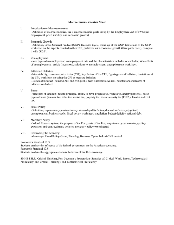 Business Cycle Worksheet Answer Key Excelguider