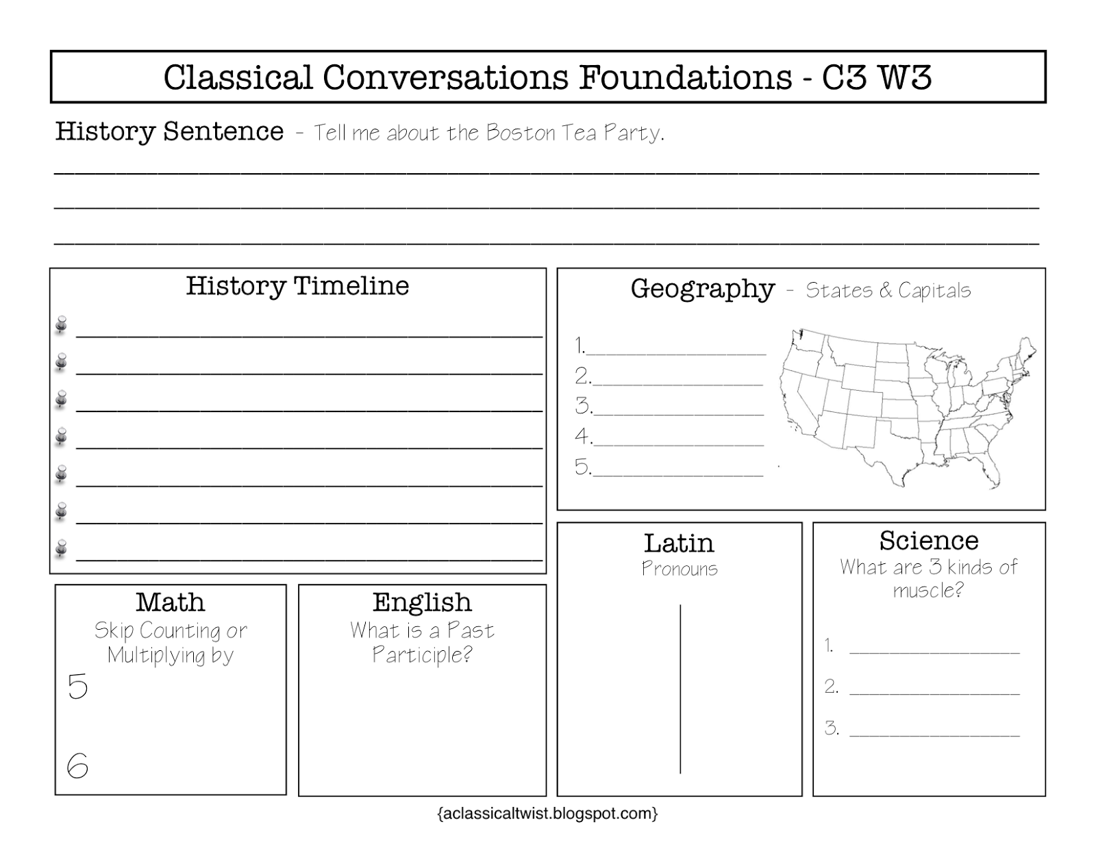 Classical Conversations Cycle 3 Review Sheets blank And Fill I 