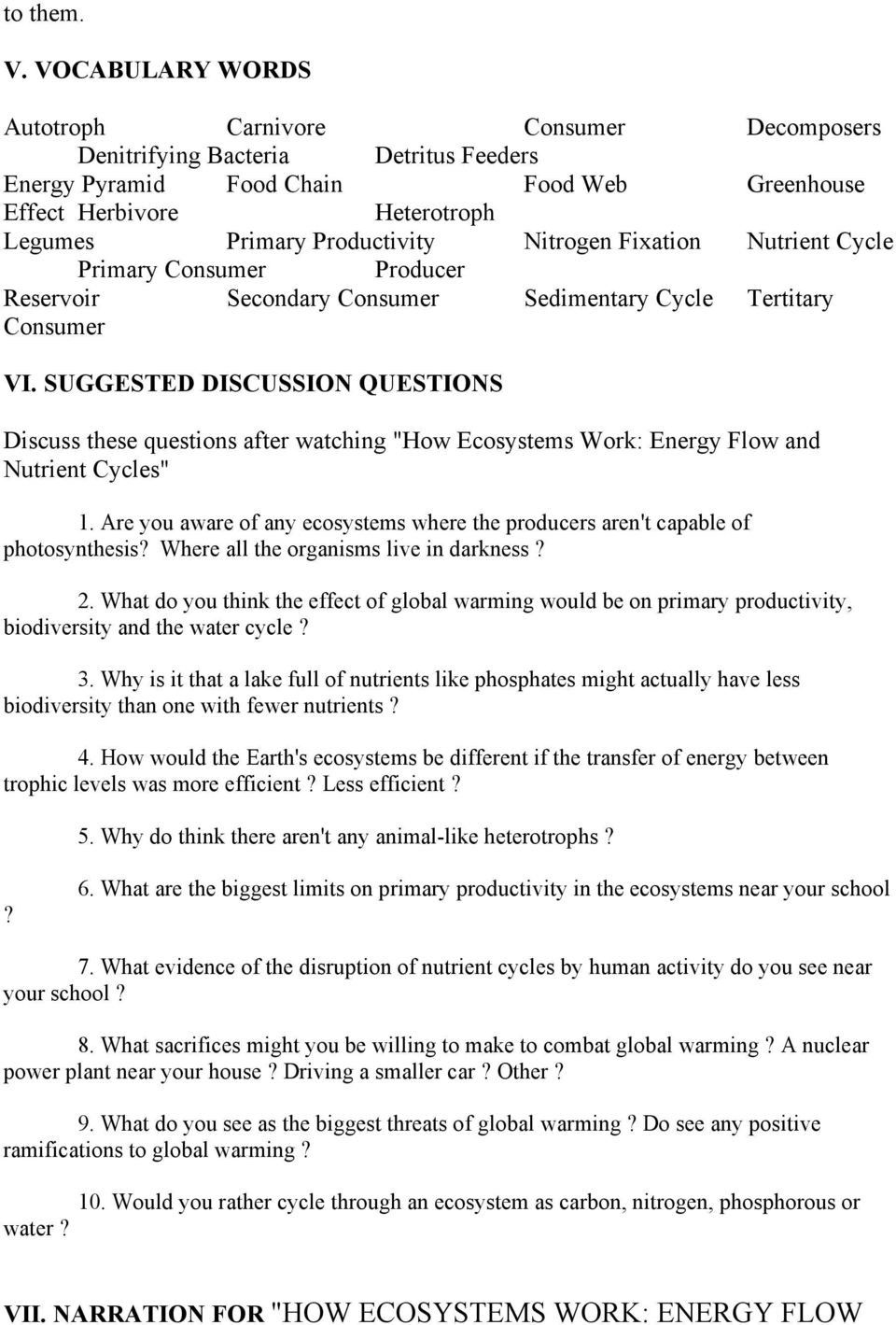 Nutrient Cycles Worksheet Answers How Ecosystems Work Energy Flow And 