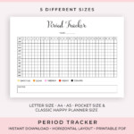 Period Tracker Menstrual Cycle Tracker Printable Menstrual Etsy