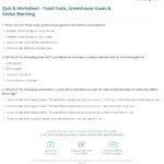 Quiz Worksheet Fossil Fuels Greenhouse Gases Global Warming