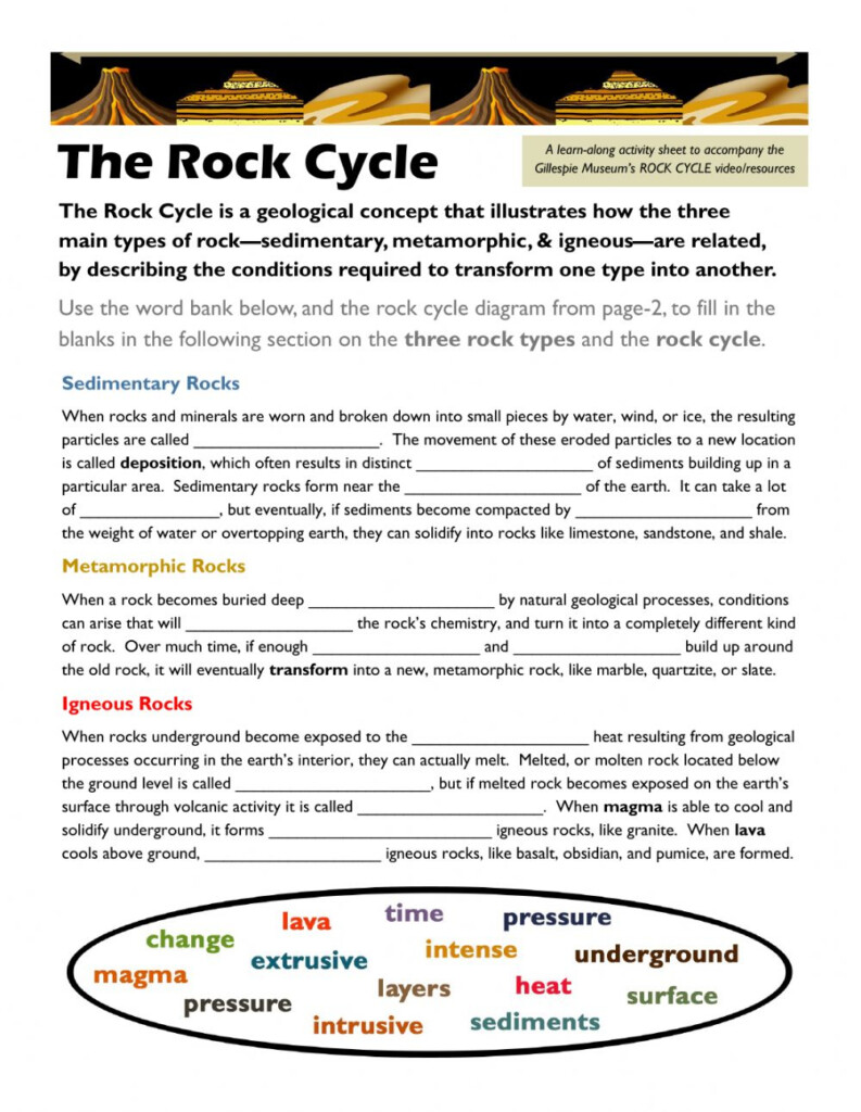 Rock Cycle Worksheet Answers