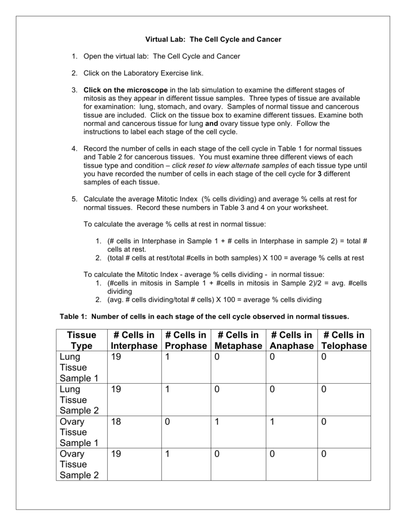 Virtual Lab Answers