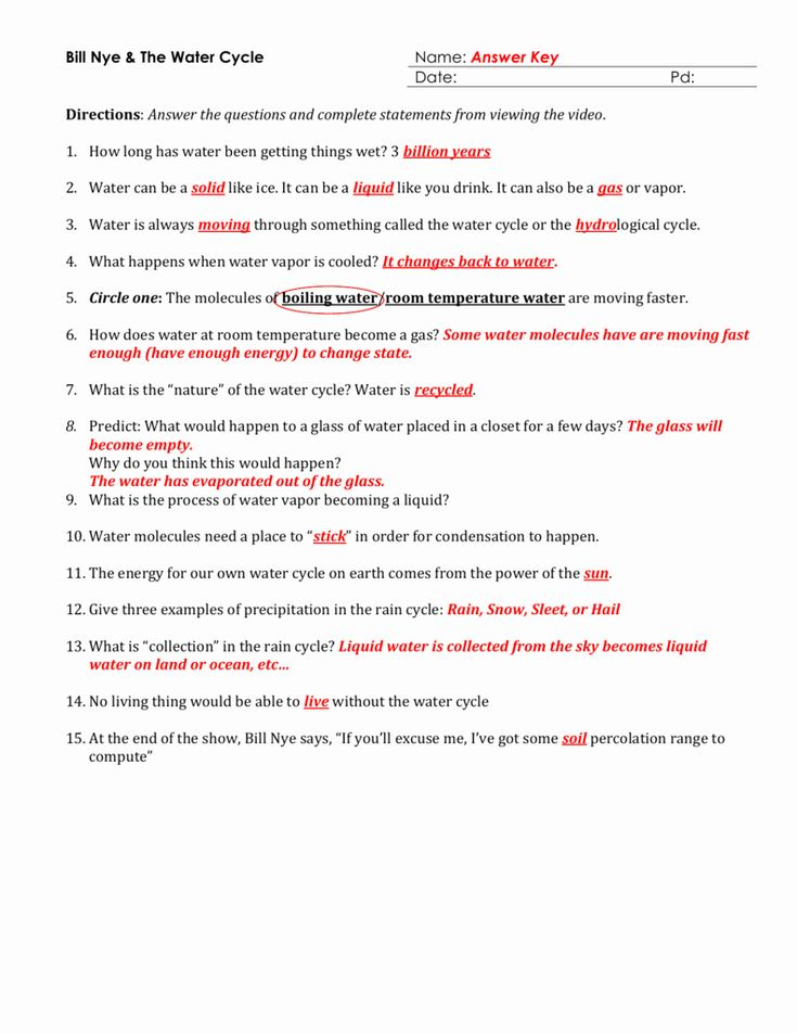 Water Cycle Questions Worksheet Answer Key Questiondh