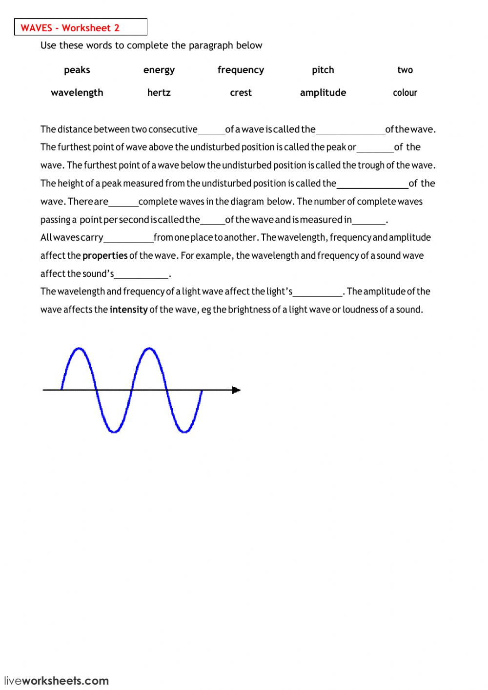 Worksheet Wave Day 1 Free Download Gambr co